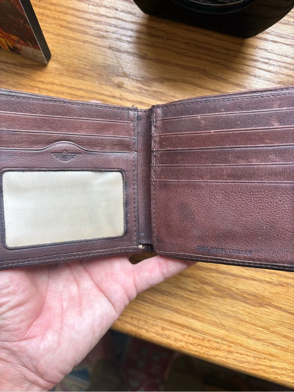 Brown Leather Men's Bi-Fold Wallet beautifully aged